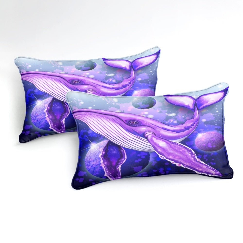 2/3-Piece Cosmic Purple Blue Whale Duvet Cover Set - Image 3