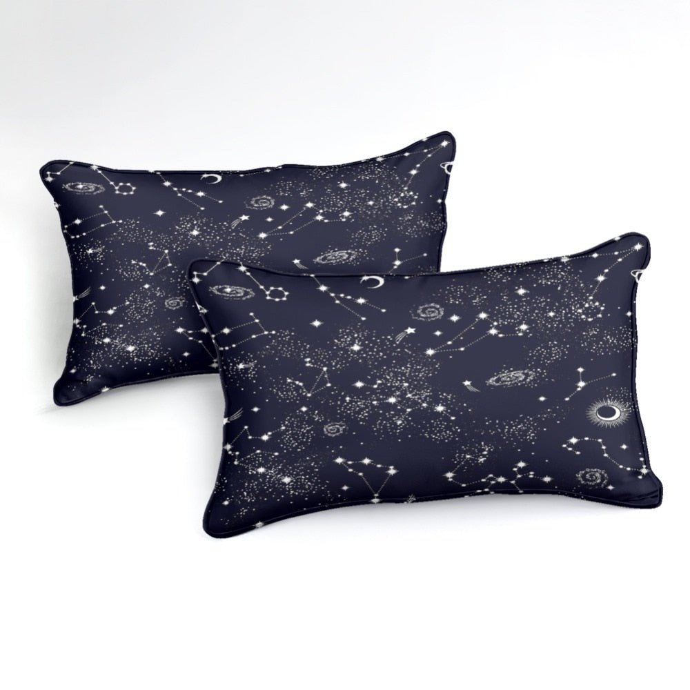 2/3-Piece Black Night Sky Space Constellation Duvet Cover Set - Image 3