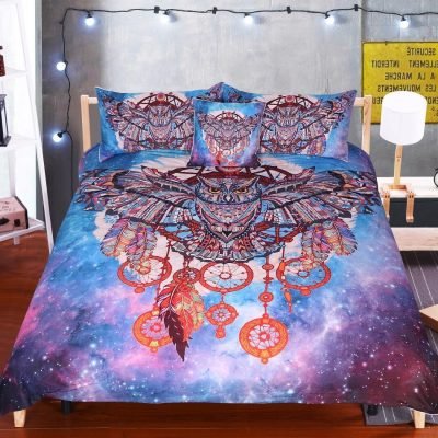 3-Piece Galaxy Owl Dreamcatcher Duvet Cover Set