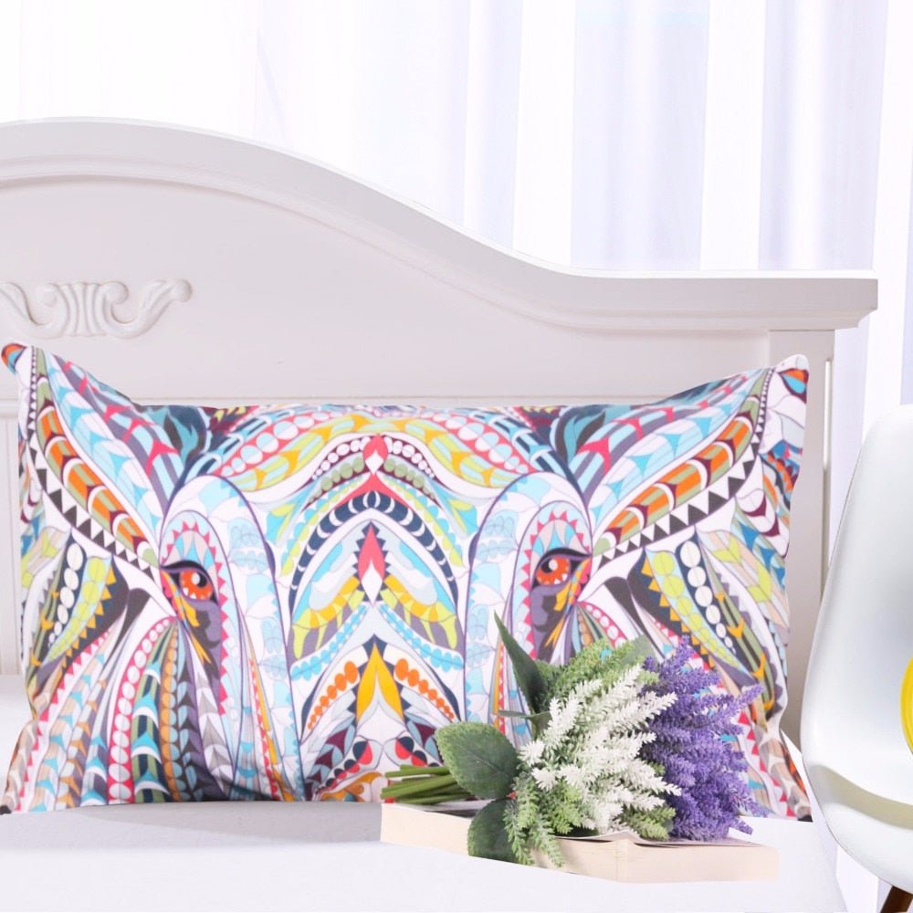 White 3-Piece Colorful Bohemian Elephant Duvet Cover Set - Image 3