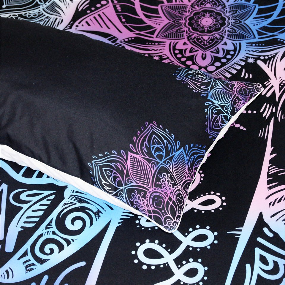 Black 3-Piece Purple Bohemian Elephant Duvet Cover Set - Image 2