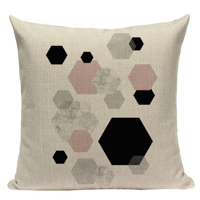 18?? Pink Nordic Geometric Elements Throw Pillow Cover - Image 16