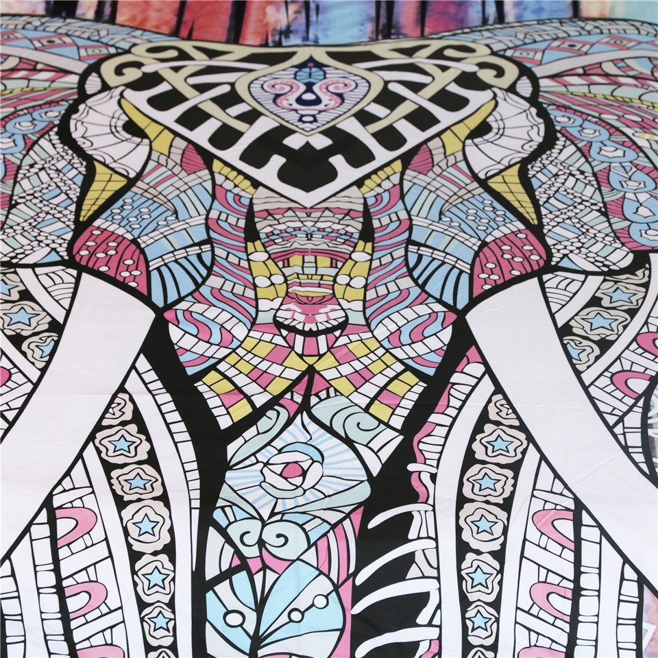 Multi-Color 3-Piece Bohemian Elephant Duvet Cover Set - Image 3