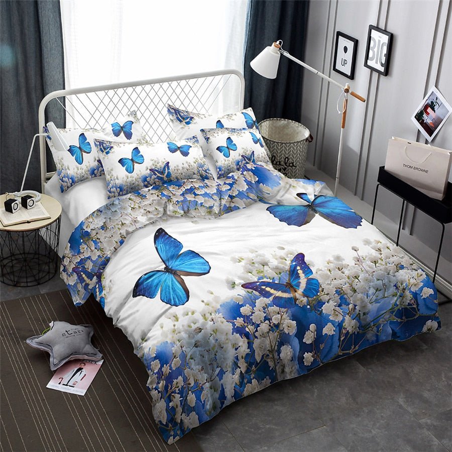 2/3-Piece Colorful Flower Butterfly Print Duvet Cover Set - Image 8
