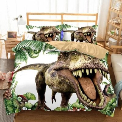 2/3-Piece Kids Hungry T-Rex Dinosaur Duvet Cover Set