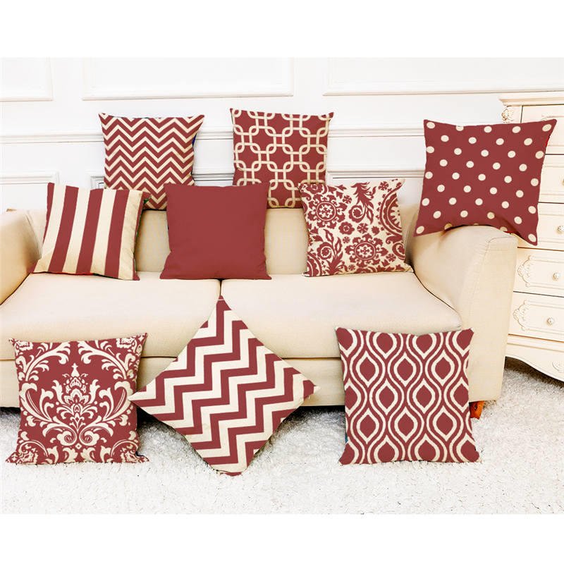 18?? Red Geometric Pattern Throw Pillow Cover - Image 5