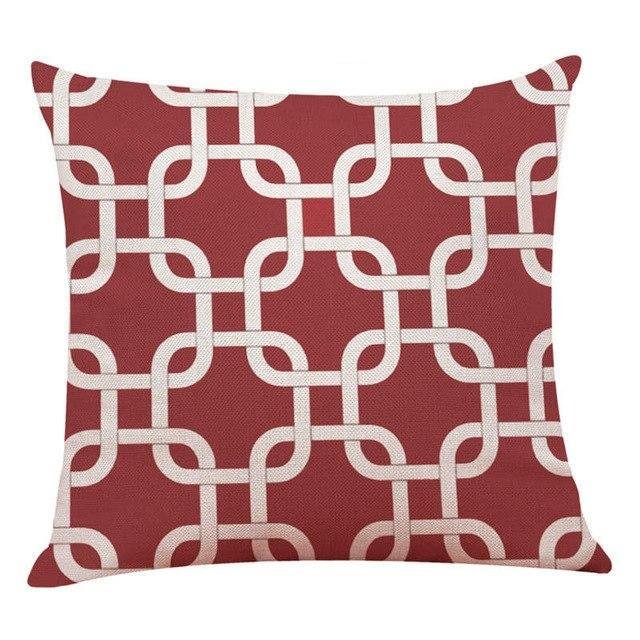 18?? Red Geometric Pattern Throw Pillow Cover - Image 7