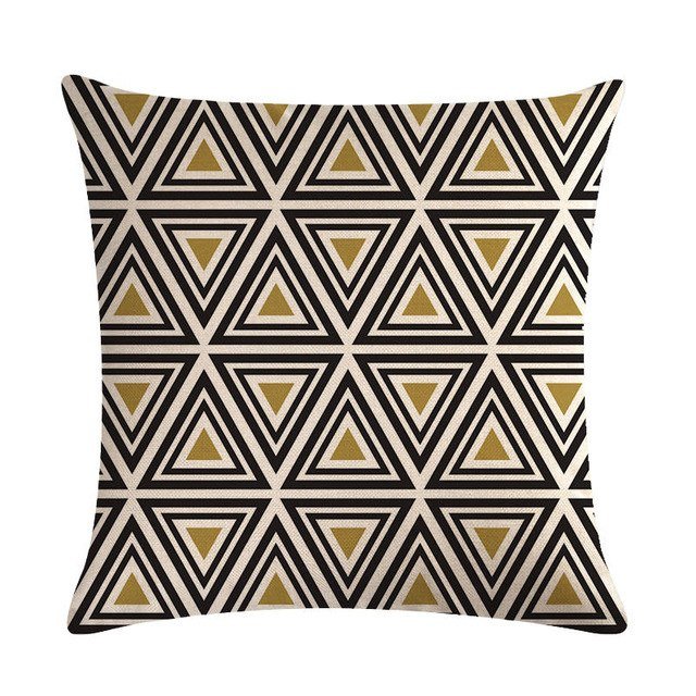 18?? Black / Gold Geometric Line Pattern Throw Pillow Cover - Image 8