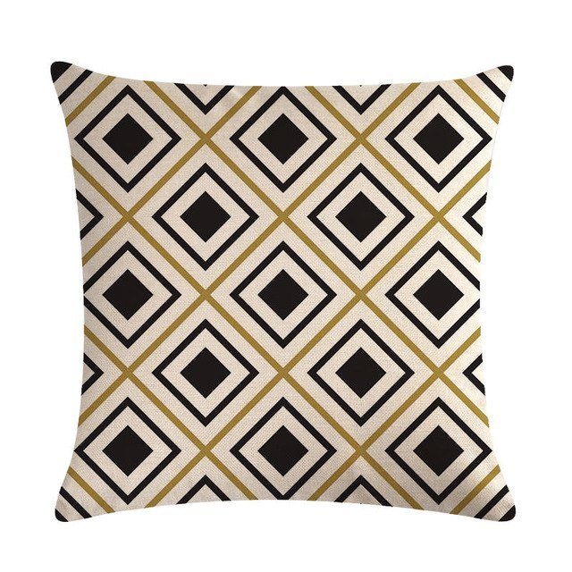 18?? Black / Gold Geometric Line Pattern Throw Pillow Cover - Image 5