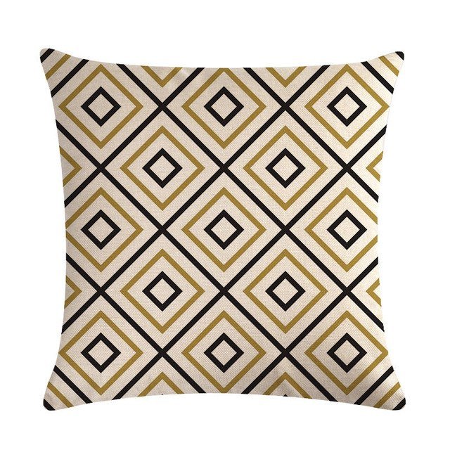 18?? Black / Gold Geometric Line Pattern Throw Pillow Cover - Image 14