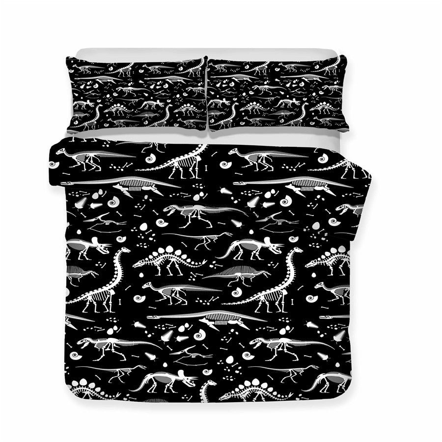 Black 2/3-Piece Kids Dinosaur Fossil Duvet Cover Set - Image 2