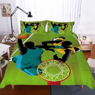 Green 2/3-Piece Abstract Basketball Print Duvet Cover Set