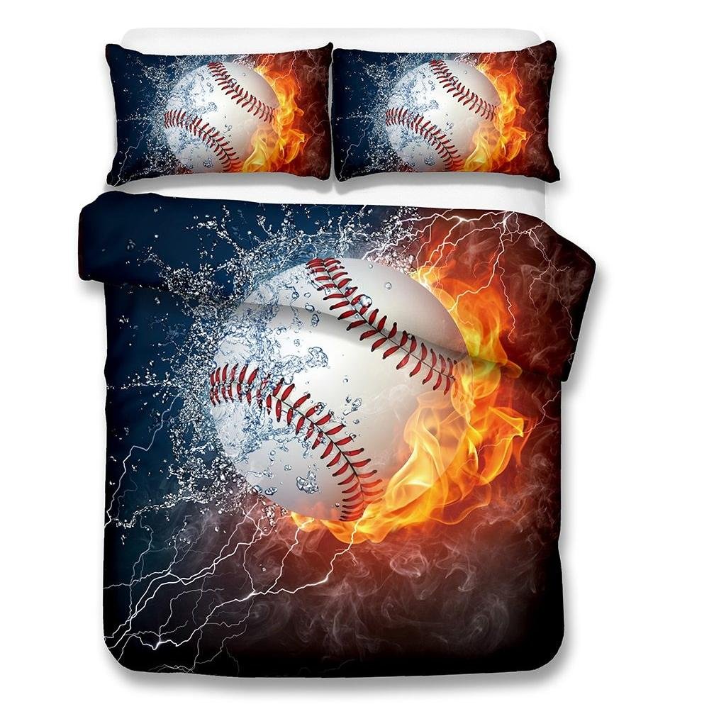 2/3-Piece Flaming Baseball Duvet Cover Bedding Set - Image 2