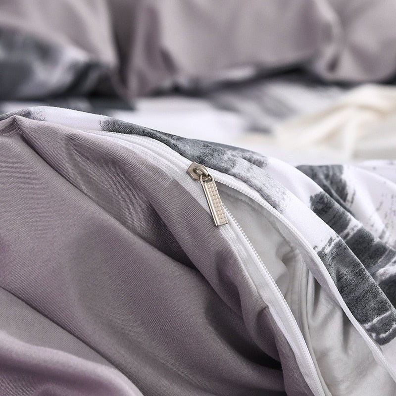 Black & White 3-Piece Abstract Stripe Pattern Duvet Set - Image 6