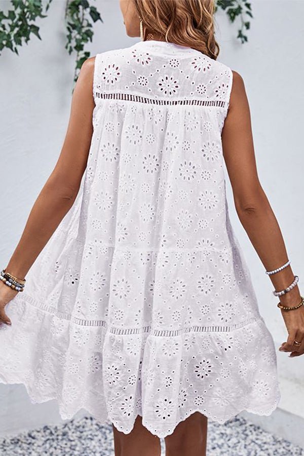 Solid Color Hollow Design Loose Style Dress - Image 4
