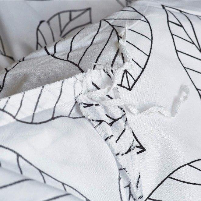 White 2/3-Piece Nordic Leaf Print Duvet Cover Set - Image 4